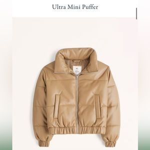 Abercrombie brown leather ultra mini puffer jacket XXL